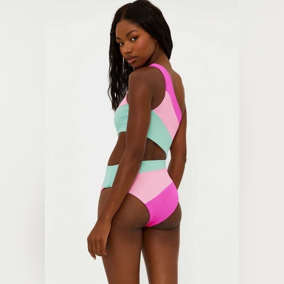 NWT Beach Riot Size L Joyce Blossom Colorblock Pink & Mint One Piece Swi… - Picture 3 of 8